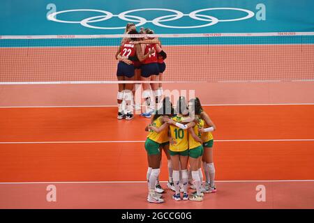 Tokyo, Japan. 08th Aug, 2021. Brazil (BRA) -United States (USA) 0-3, Volleyball Women`s Gold Medal Match, Final, Women on 08.08.2021, Ariake Arena. Olympic Summer Games 2020, from 23.07. - 08.08.2021 in Tokyo/Japan. Credit: dpa/Alamy Live News Stock Photo